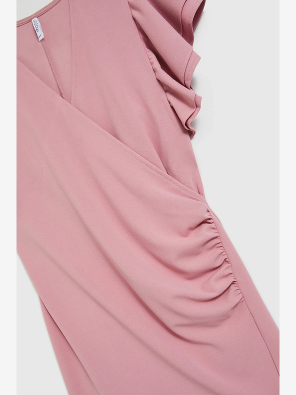 Moodo Розова рокля с волани на ръкавите Moodo