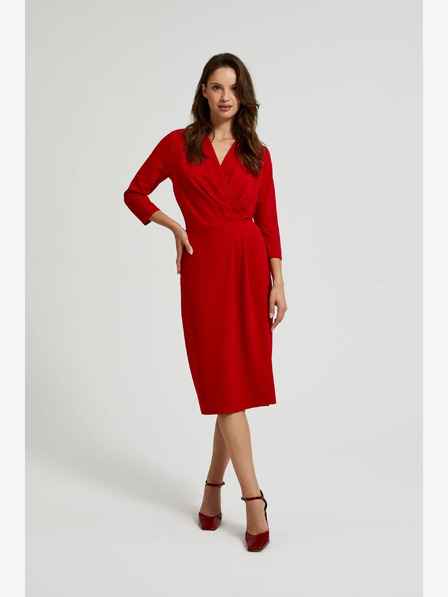 Moodo Червена миди рокля с къдрички Moodo