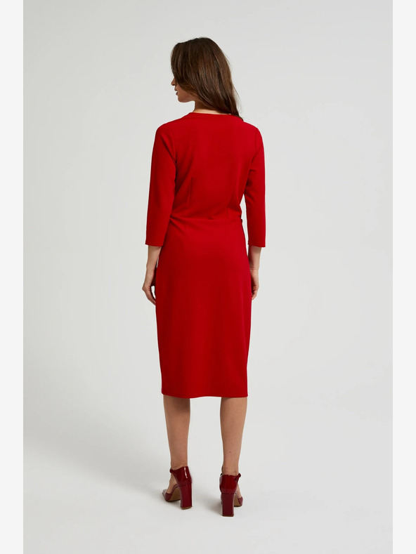 Moodo Червена миди рокля с къдрички Moodo