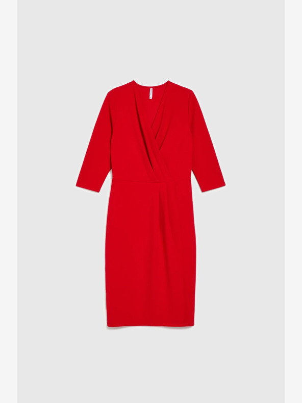 Moodo Червена миди рокля с къдрички Moodo