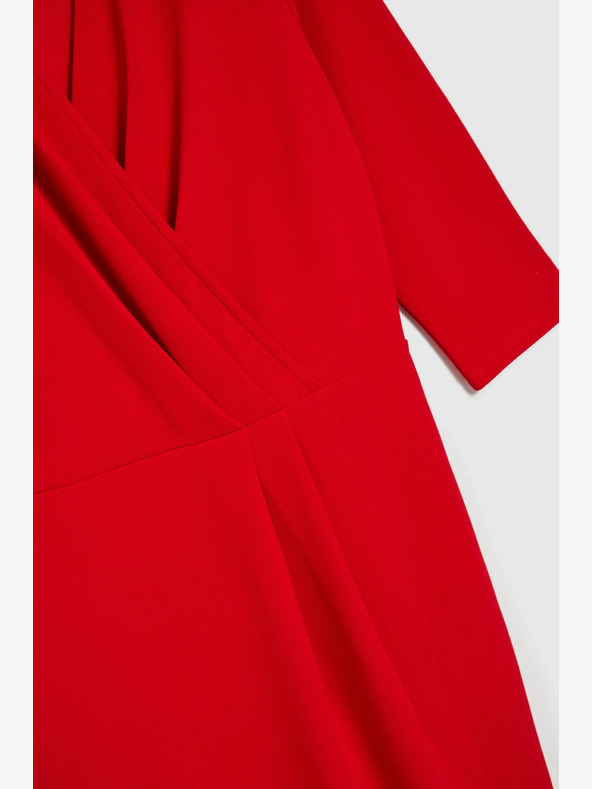 Moodo Червена миди рокля с къдрички Moodo