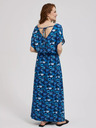 Moodo Синя макси рокля с тропическа шарка Moodo