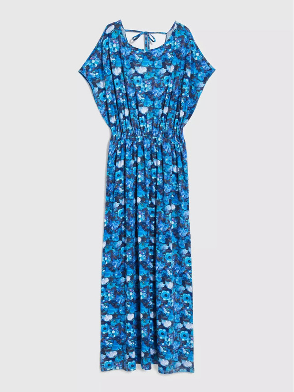 Moodo Синя макси рокля с тропическа шарка Moodo