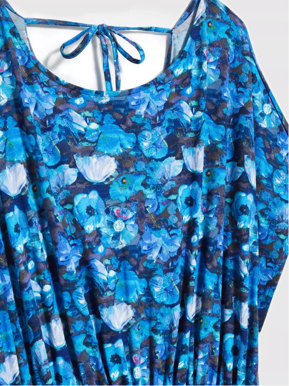 Moodo Синя макси рокля с тропическа шарка Moodo