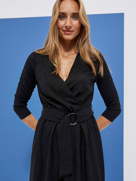 Moodo Черна дамска рокля с колан Moodo