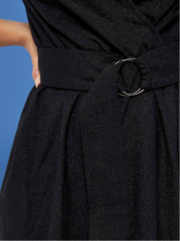 Moodo Черна дамска рокля с колан Moodo