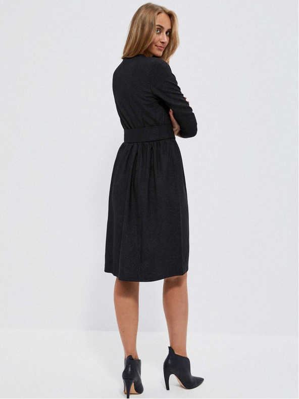 Moodo Черна дамска рокля с колан Moodo