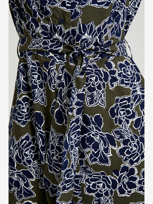 Moodo Зелена и синя дамска рокля с флорални мотиви Moodo