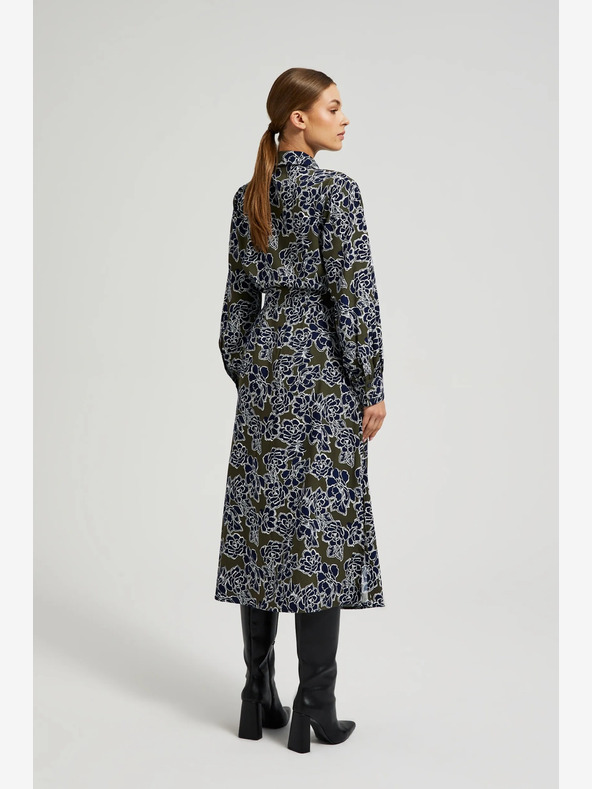 Moodo Зелена и синя дамска рокля с флорални мотиви Moodo