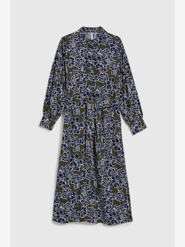 Moodo Зелена и синя дамска рокля с флорални мотиви Moodo