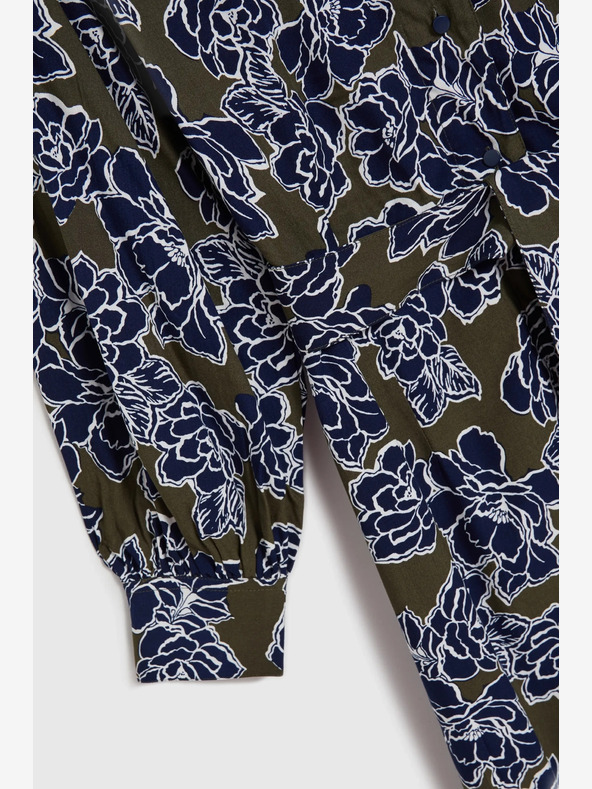 Moodo Зелена и синя дамска рокля с флорални мотиви Moodo