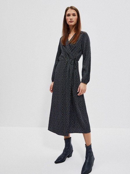 Moodo Черна дамска шарена миди рокля Moodo