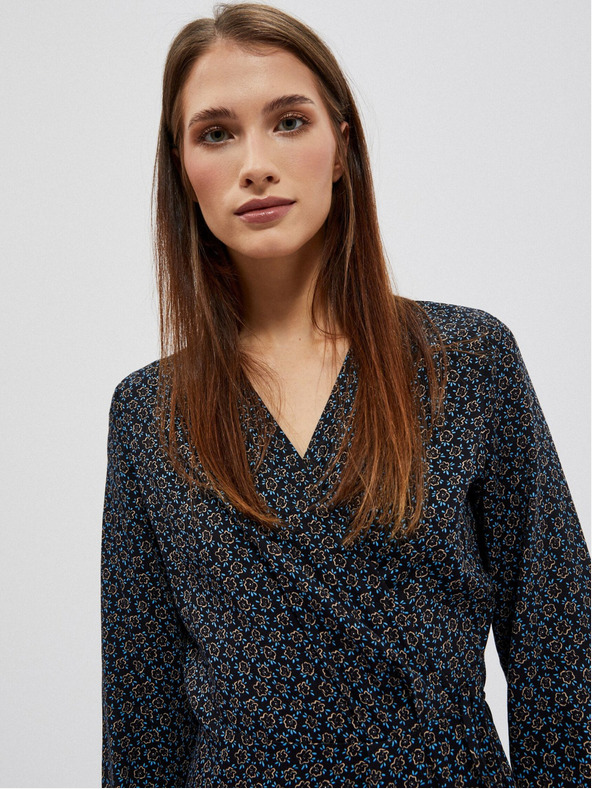 Moodo Черна дамска шарена миди рокля Moodo