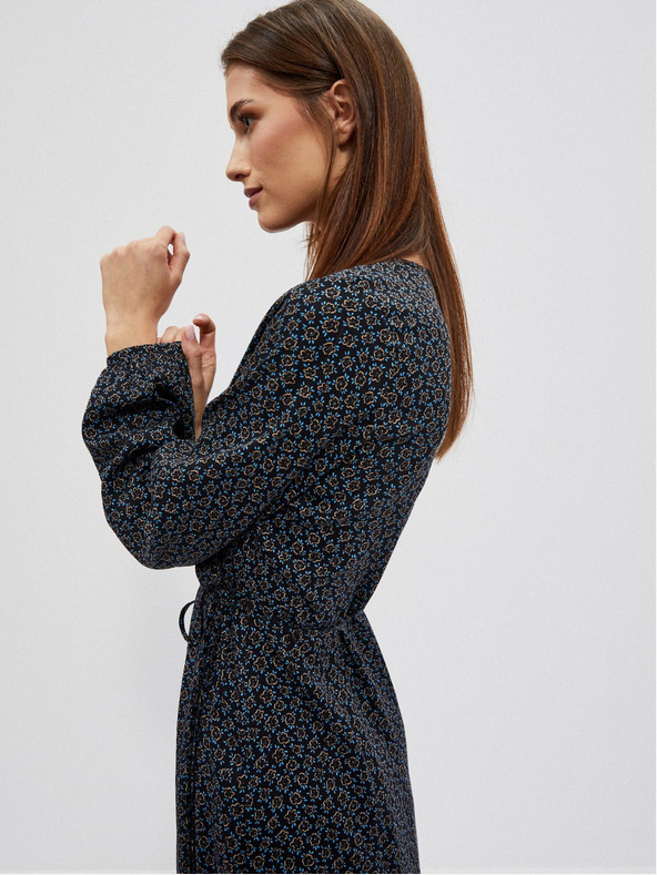 Moodo Черна дамска шарена миди рокля Moodo