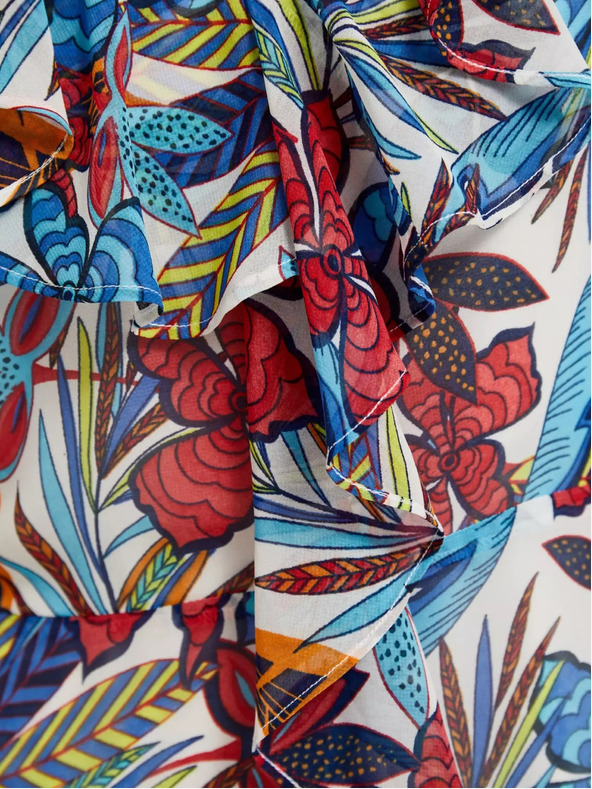 Moodo Червено-синя флорална миди рокля Moodo