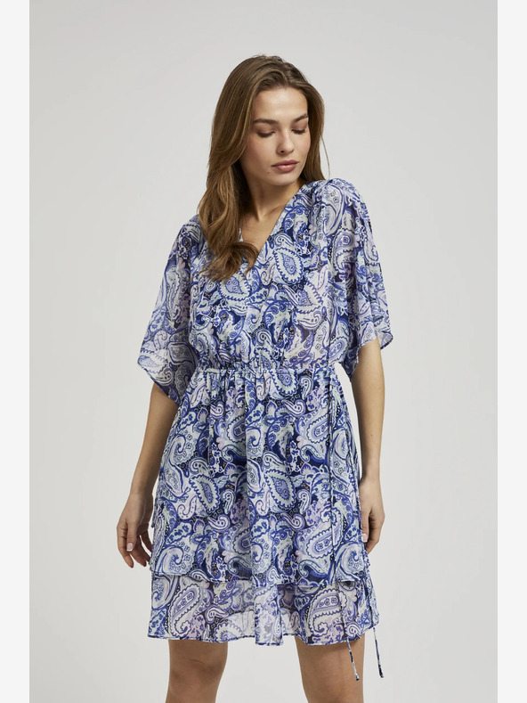 Moodo Синя шарена рокля с дължина до коляното Moodo