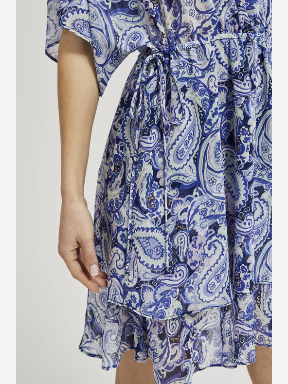 Moodo Синя шарена рокля с дължина до коляното Moodo