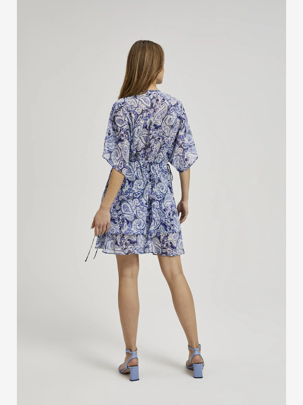 Moodo Синя шарена рокля с дължина до коляното Moodo