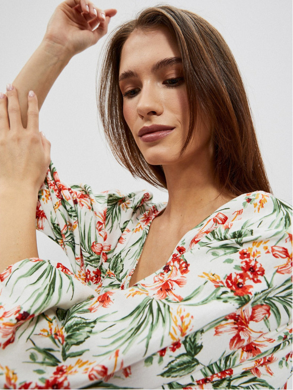 Moodo Бяла дамска шарена рокля Moodo