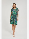 Moodo Тюркоазена и черна шарена миди рокля Moodo