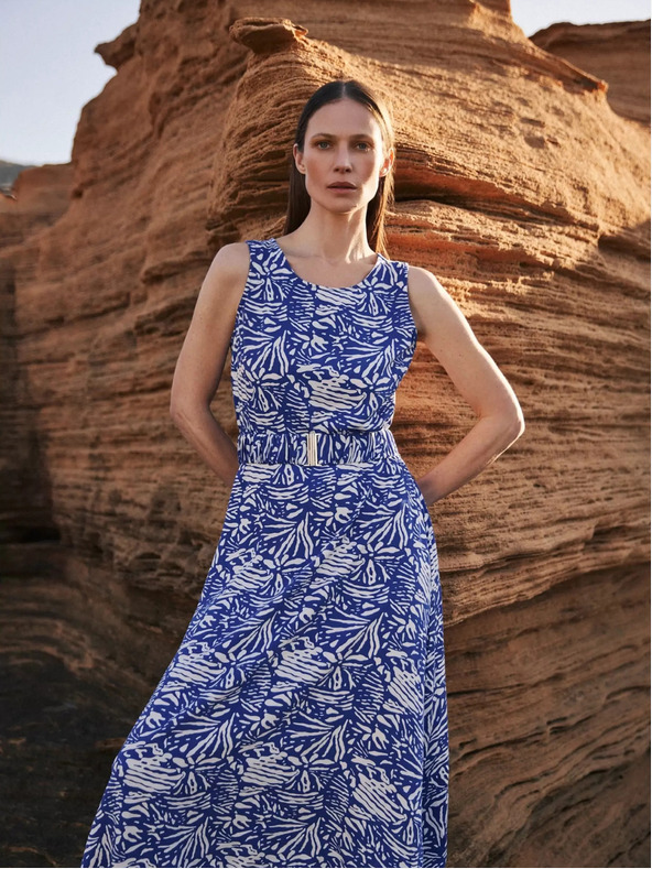 Moodo Синя шарена миди рокля Moodo