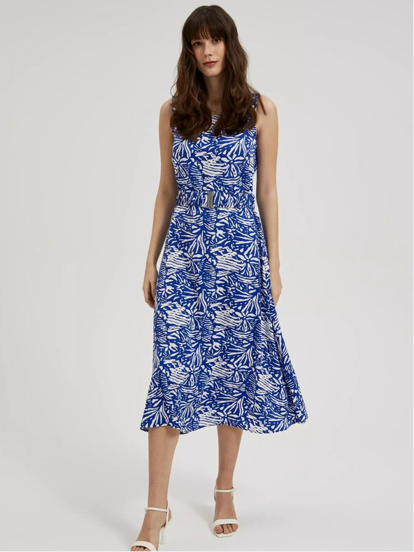 Moodo Синя шарена миди рокля Moodo