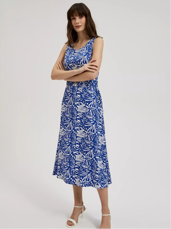 Moodo Синя шарена миди рокля Moodo