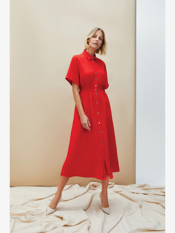 Moodo Червена дамска рокля с риза Moodo
