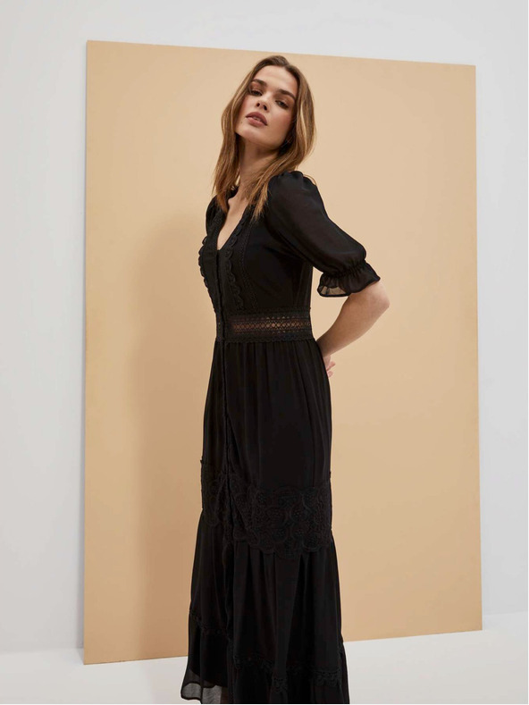 Moodo Черна дълга дамска рокля Moodo