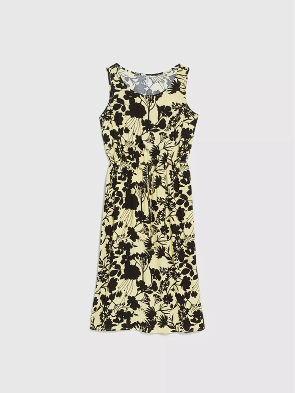 Moodo Жълта флорална миди рокля Moodo