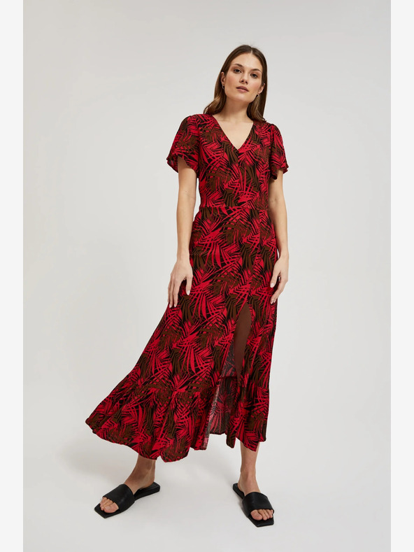 Moodo Червена рокля с V-образно деколте Moodo