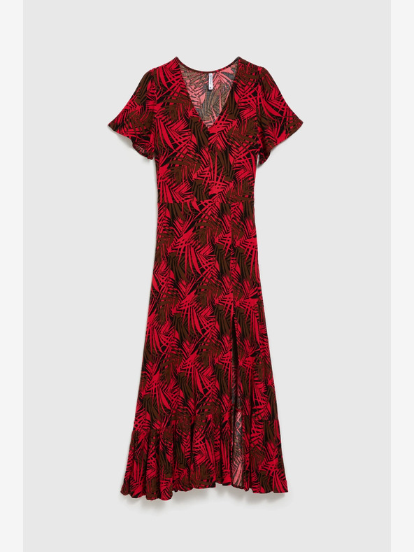 Moodo Червена рокля с V-образно деколте Moodo