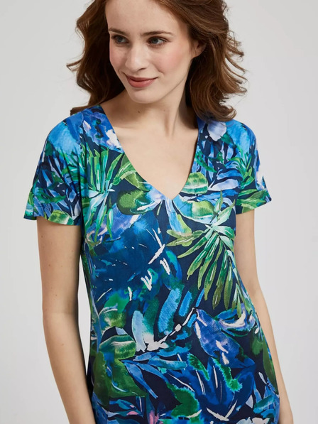 Moodo Синя рокля с тропически десен Moodo