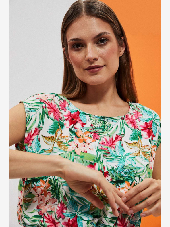 Moodo Зелено-бяла шарена рокля Moodo