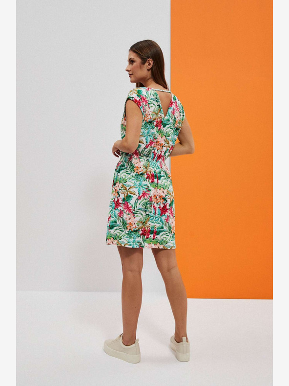 Moodo Зелено-бяла шарена рокля Moodo