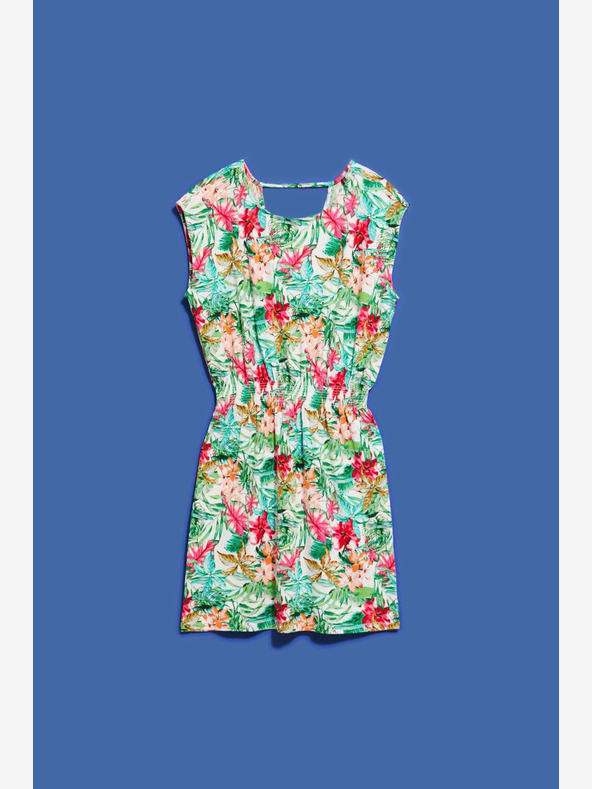 Moodo Зелено-бяла шарена рокля Moodo