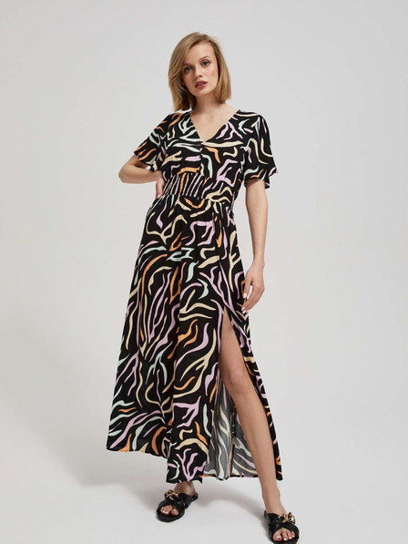 Moodo Черна дамска шарена дълга рокля Moodo