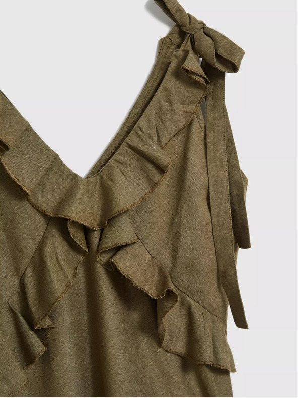 Moodo Зелена рокля от вискоза с волани Moodo