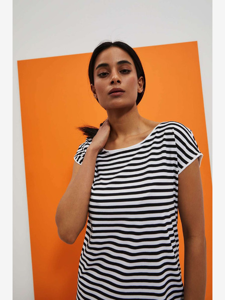 Moodo Рокля на бели и черни райета Moodo