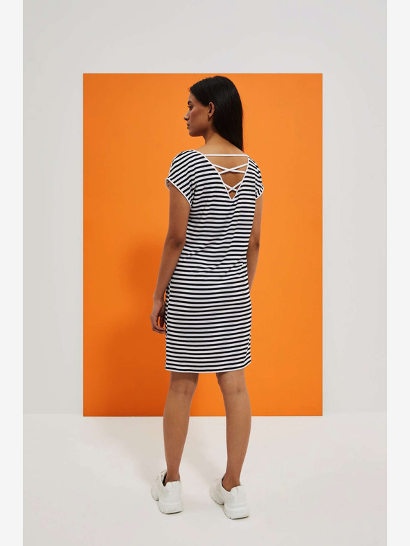 Moodo Рокля на бели и черни райета Moodo