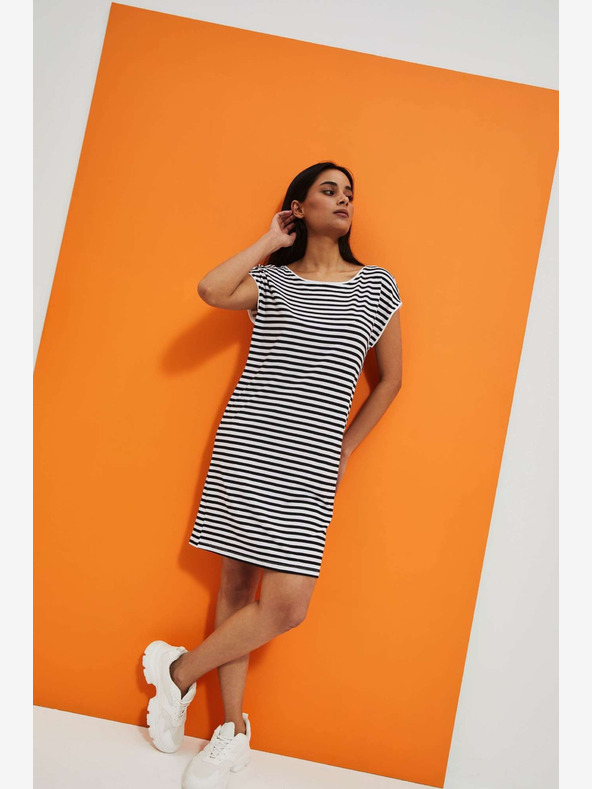 Moodo Рокля на бели и черни райета Moodo