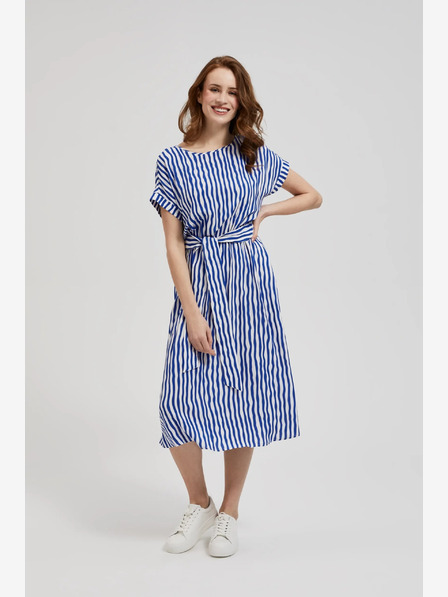 Moodo Синя раирана миди рокля Moodo