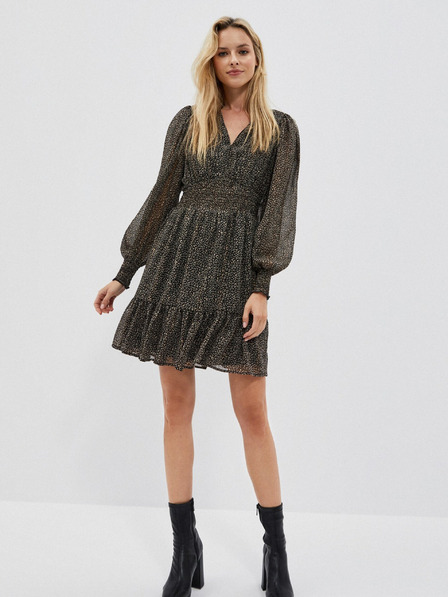 Moodo Черна дамска рокля с къдрички Moodo