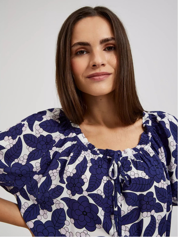 Moodo Лилава флорална рокля с накъсани ръкави Moodo