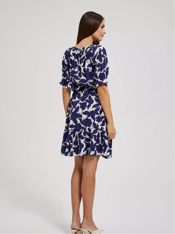 Moodo Лилава флорална рокля с накъсани ръкави Moodo