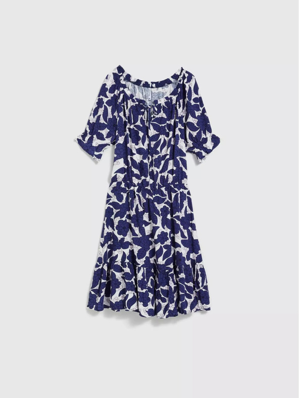 Moodo Лилава флорална рокля с накъсани ръкави Moodo