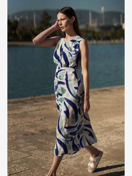 Moodo Синя шарена миди рокля Moodo