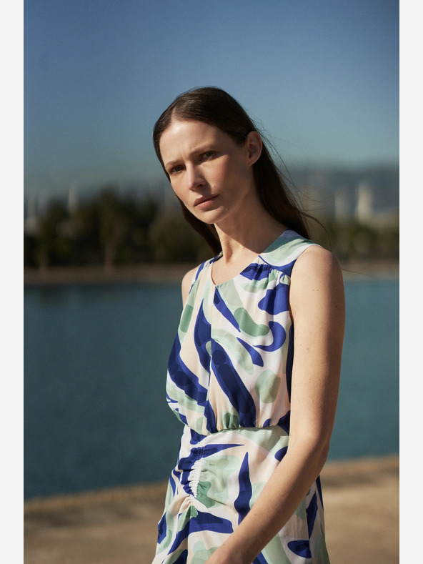 Moodo Синя шарена миди рокля Moodo