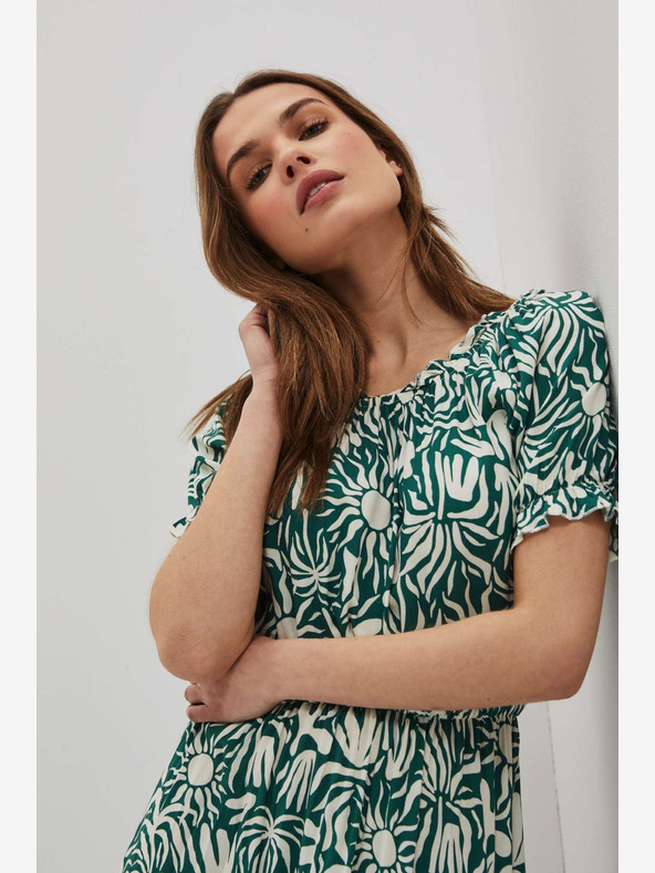 Moodo Зелена шарена рокля Moodo