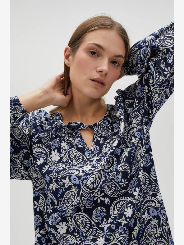 Moodo Бяла и синя дамска шарена рокля Moodo